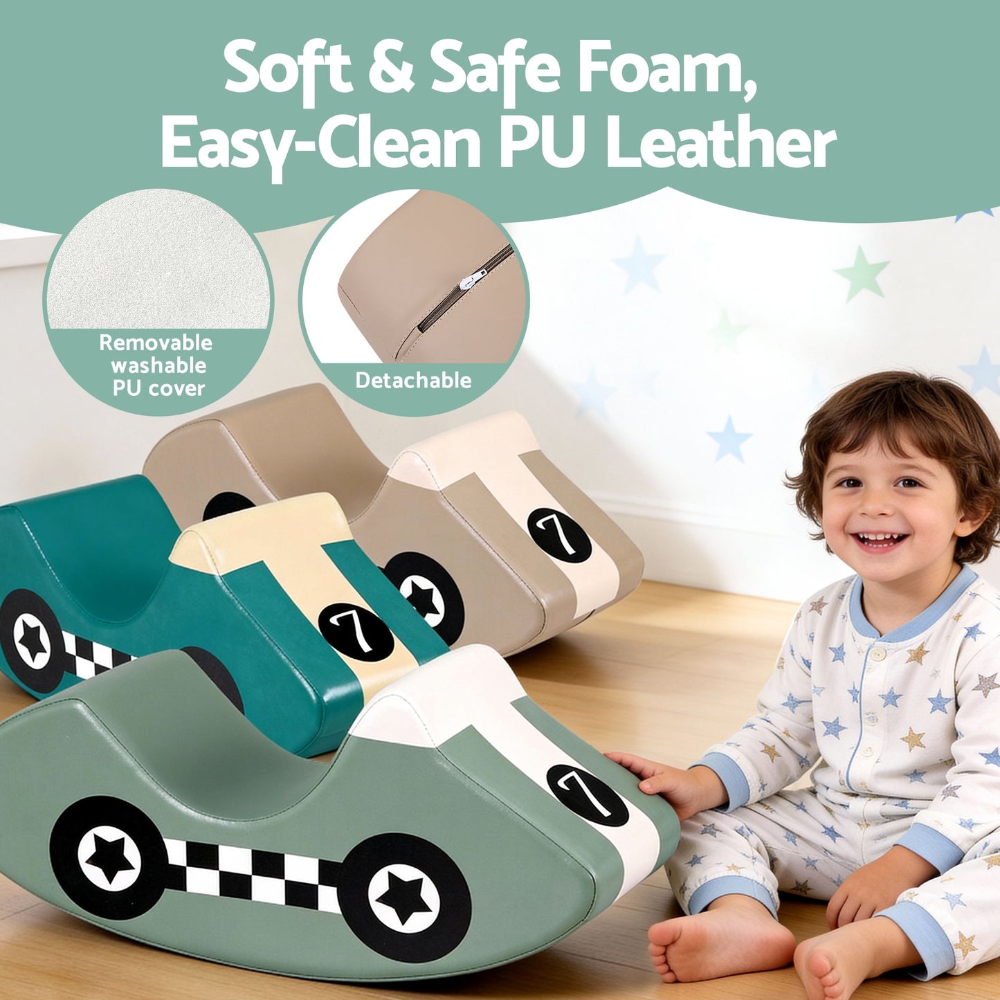 Keezi Kids Climbing Blocks 3Pcs Foam Toddler Playset Soft Indoor Climbing Toy Rocker