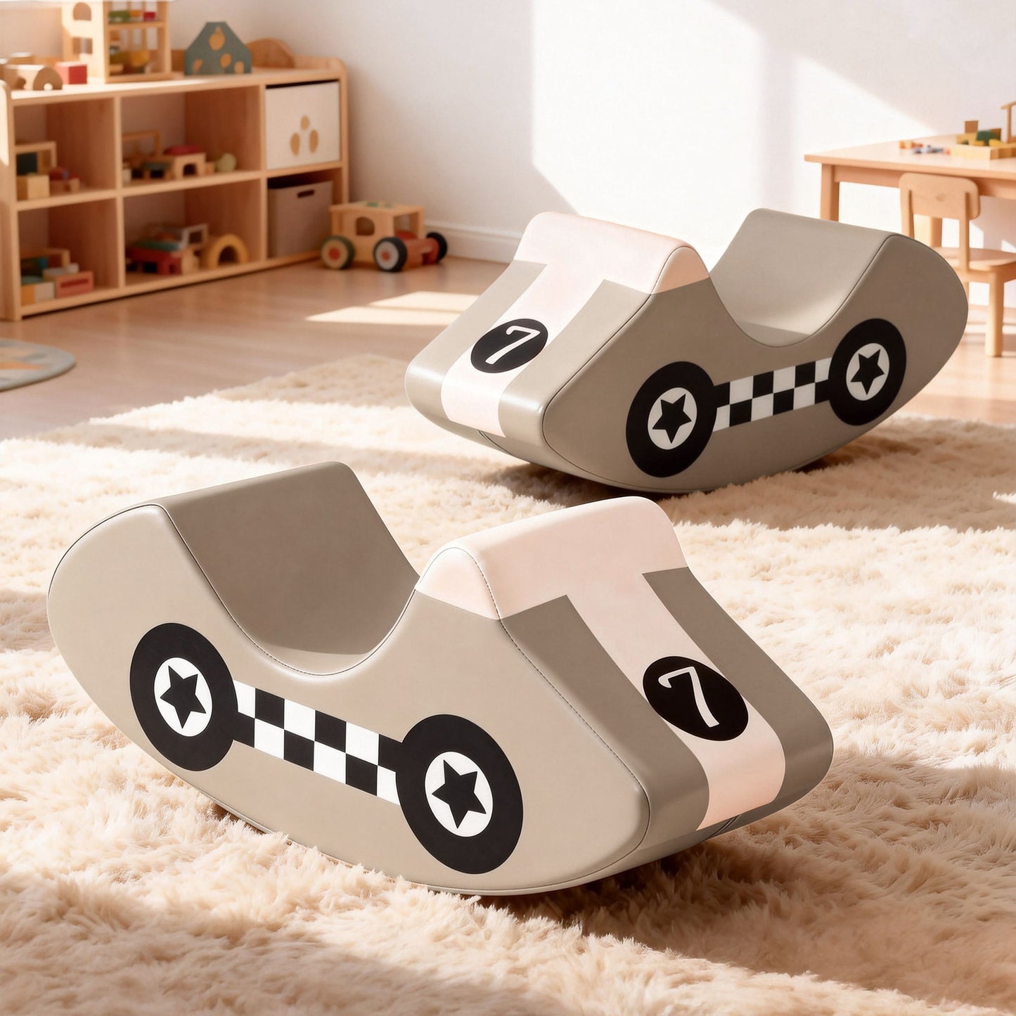 Keezi Kids Climbing Blocks Foam Toddler Playset Soft Indoor Indoor Climbing Toy Rocker Khaki