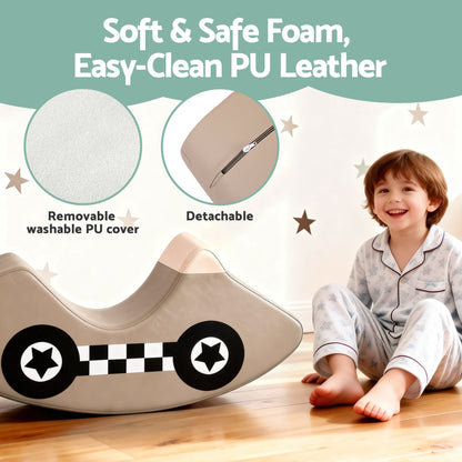 Keezi Kids Climbing Blocks Foam Toddler Playset Soft Indoor Indoor Climbing Toy Rocker Khaki