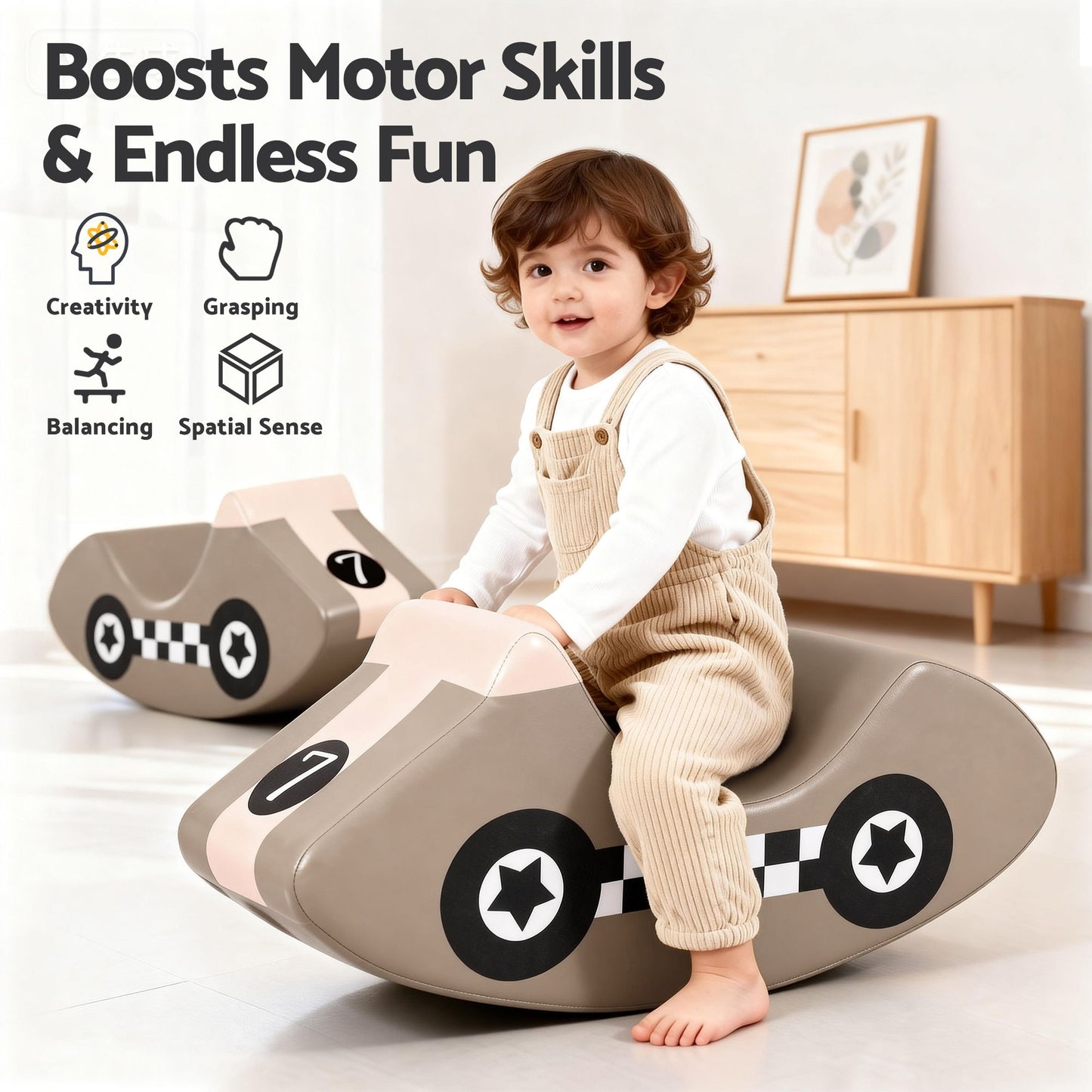 Keezi Kids Climbing Blocks Foam Toddler Playset Soft Indoor Indoor Climbing Toy Rocker Khaki