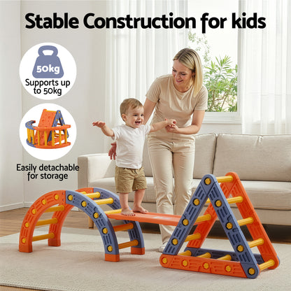 Keezi Kids Climbing Frame Set With Slide Indoor Outdoor Toddler Toys Pikler Triangle Climber With Arch