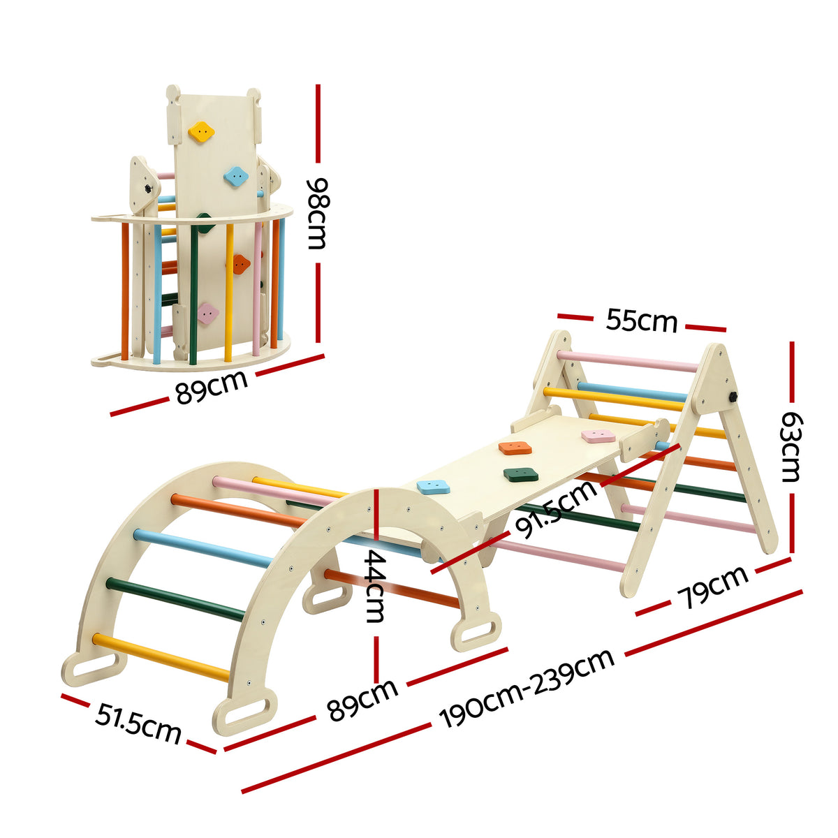 Keezi Kids Triangle Climbing Toys Set With Slide Pikler Climber With Arch