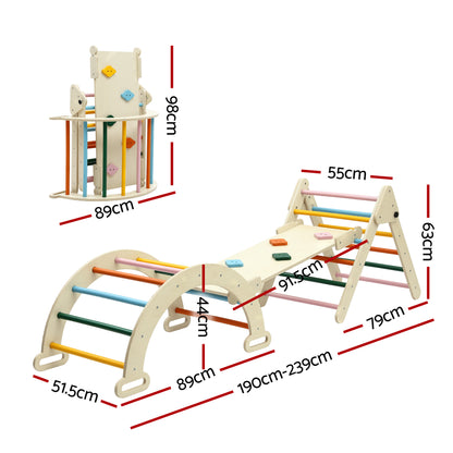 Keezi Kids Triangle Climbing Toys Set With Slide Pikler Climber With Arch