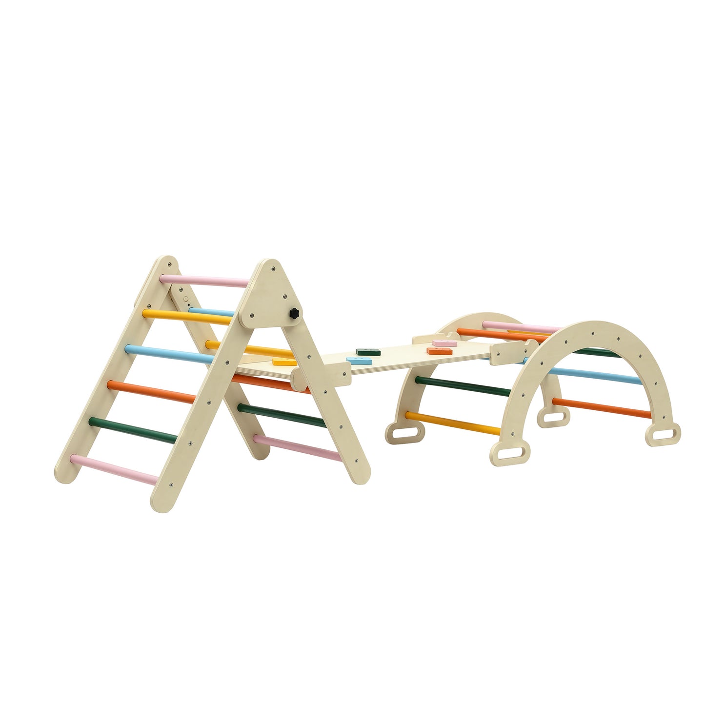 Keezi Kids Triangle Climbing Toys Set With Slide Pikler Climber With Arch