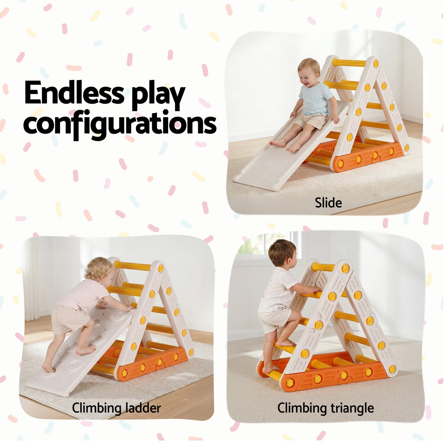 Keezi Kids Climbing Frame Set With Slide Indoor Outdoor Toddler Toys Pikler Triangle Climber