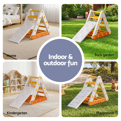 Keezi Kids Climbing Frame Set With Slide Indoor Outdoor Toddler Toys Pikler Triangle Climber