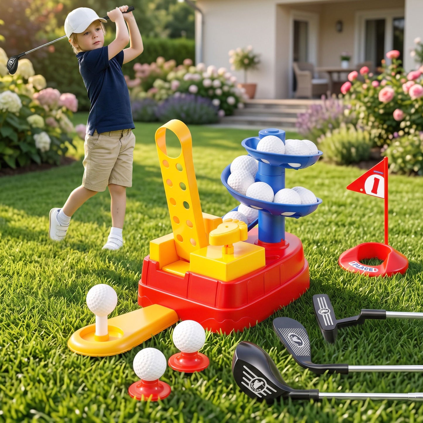Keezi Kids Golf Toy Set with 20 Balls & 3 Adjustable Clubs