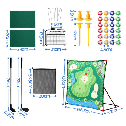 Keezi Kids Golf Chipping Game Set with Stand, Sticky Balls, Club & Hitting Mats