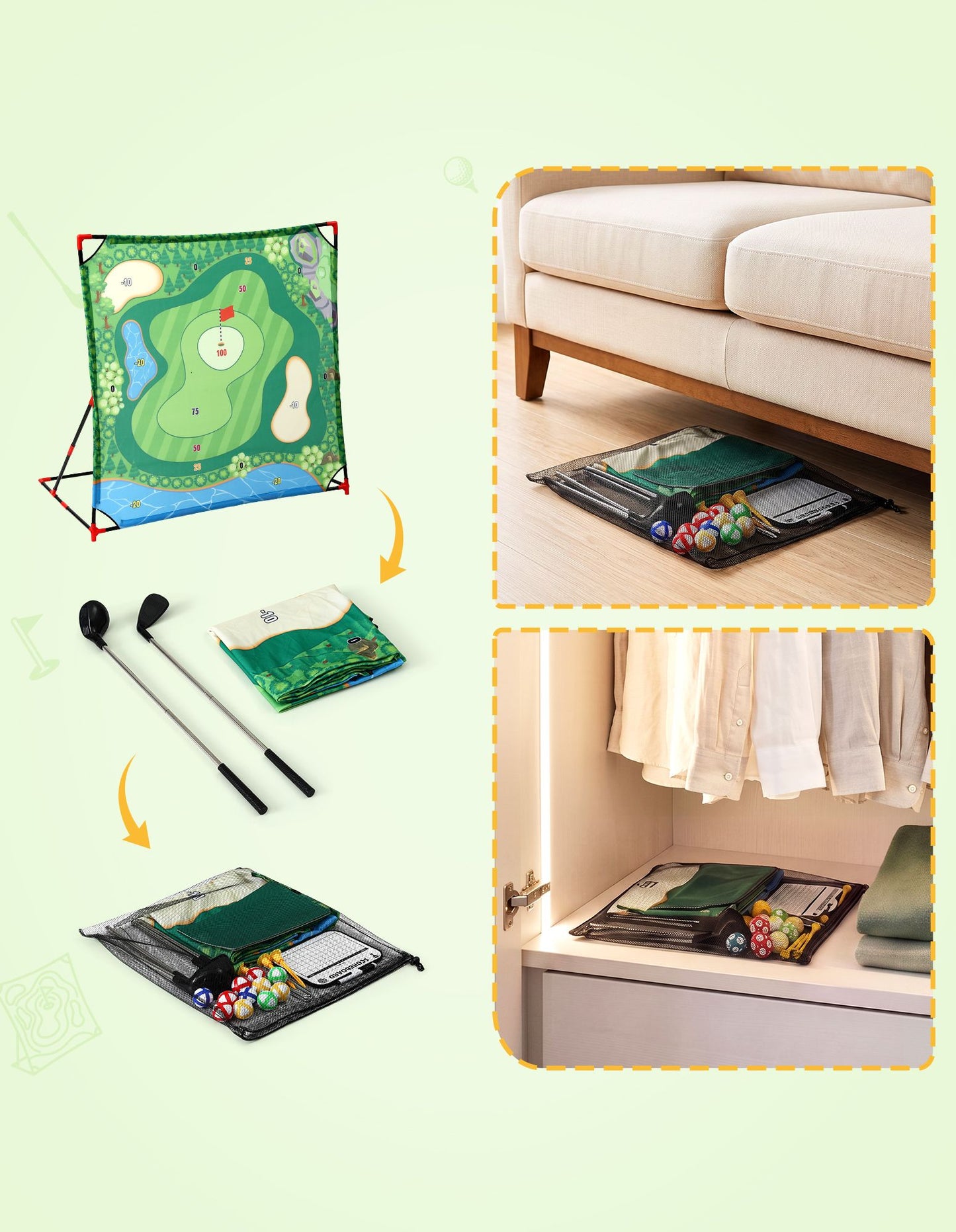 Keezi Kids Golf Chipping Game Set with Stand, Sticky Balls, Club & Hitting Mats