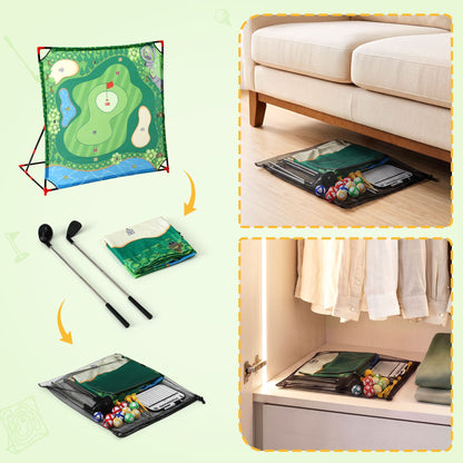 Keezi Kids Golf Chipping Game Set with Stand, Sticky Balls, Club & Hitting Mats