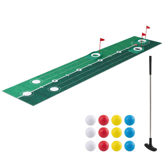 Keezi Kids Golf Putting Game Set with Golf Club, Putting Mat, Balls, Target Holes