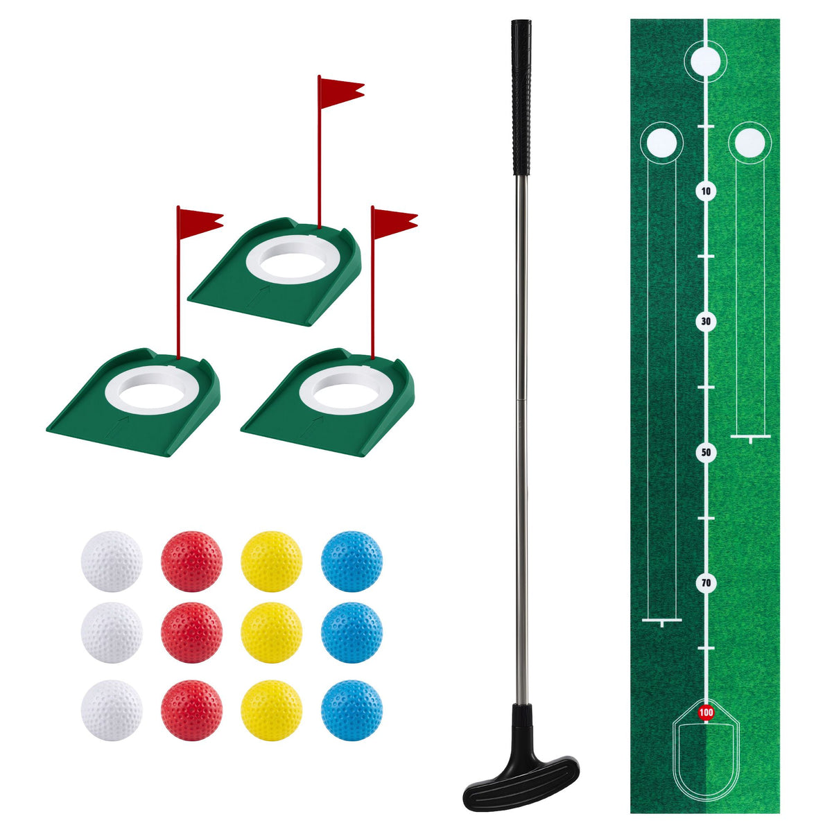 Keezi Kids Golf Putting Game Set with Golf Club, Putting Mat, Balls, Target Holes