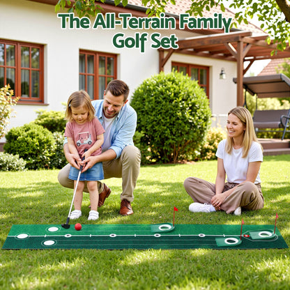 Keezi Kids Golf Putting Game Set with Golf Club, Putting Mat, Balls, Target Holes