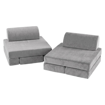 Keezi 12PCS Modular Kids Play Couch Foam Sofa Set Grey