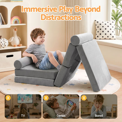 Keezi 12PCS Modular Kids Play Couch Foam Sofa Set Grey