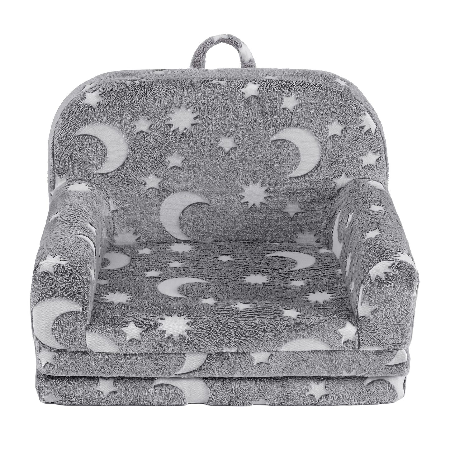 Keezi Kids 2-in-1 Fold Out Sofa Bed Glow in the Dark, Grey
