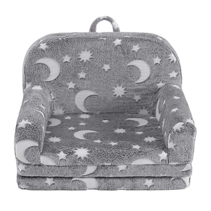 Keezi Kids 2-in-1 Fold Out Sofa Bed Glow in the Dark, Grey