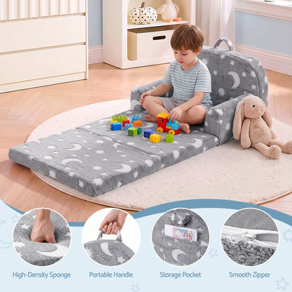 Keezi Kids 2-in-1 Fold Out Sofa Bed Glow in the Dark, Grey