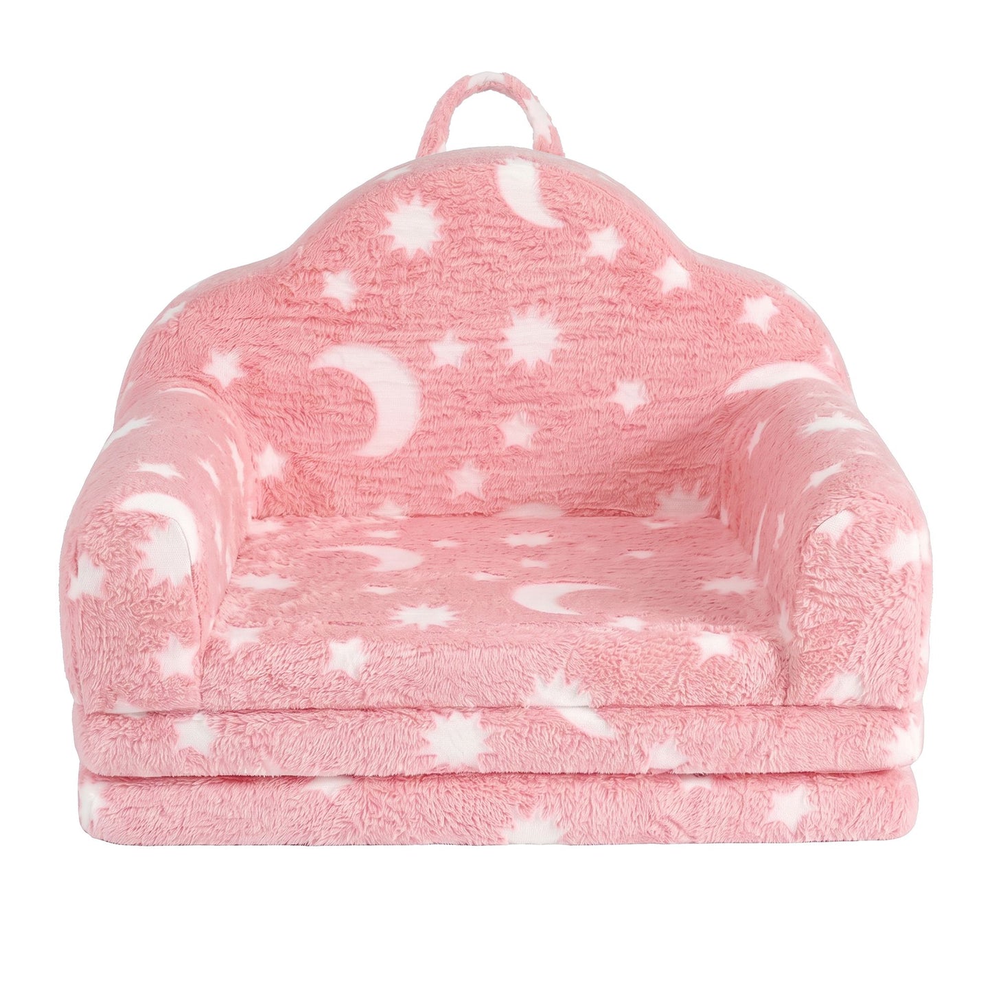 Keezi Kids 2-in-1 Fold Out Sofa Bed Glow in the Dark, Pink
