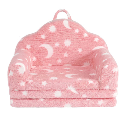 Keezi Kids 2-in-1 Fold Out Sofa Bed Glow in the Dark, Pink