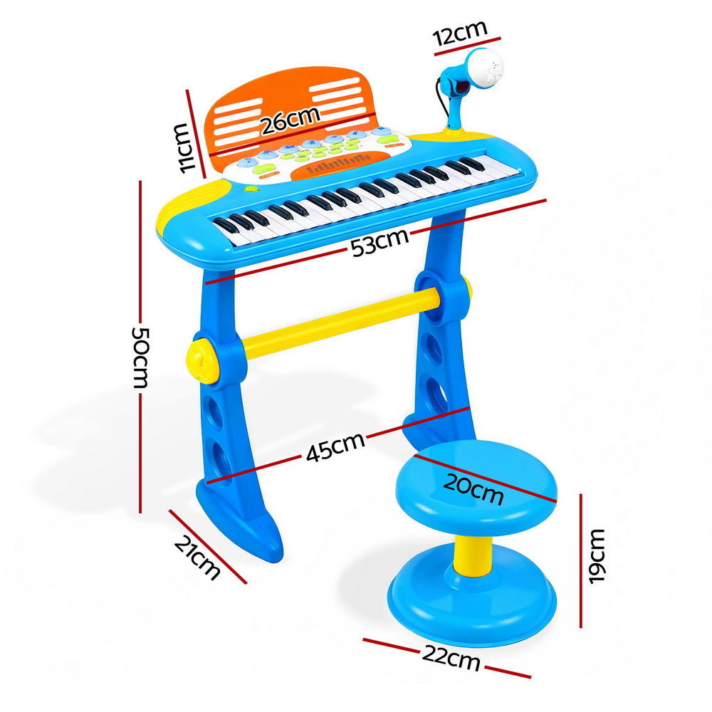 Keezi Kids Piano Keyboard 37 Keys Electronic Musical Instrument Set w/ Stool Microphone