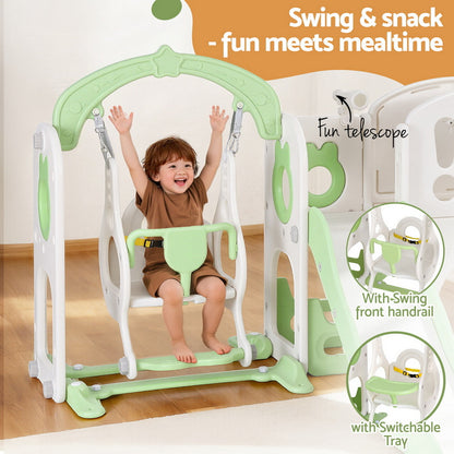 Keezi Kids Slide Swing Set Basketball Hoop Ring Football Outdoor Toys 140cm Green