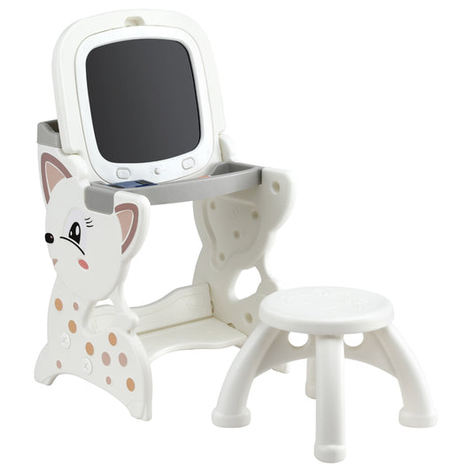 Keezi Kids Table and Chair Set 2 in 1 Easel Desk Stool w/ LCD Writing Tablet