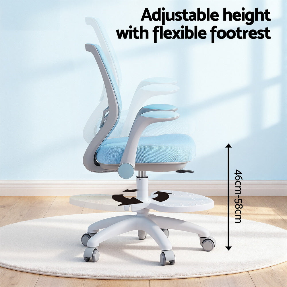 Keezi Kids Ergonomic Study Chair Adjustable w/ Wheels Footrest Blue
