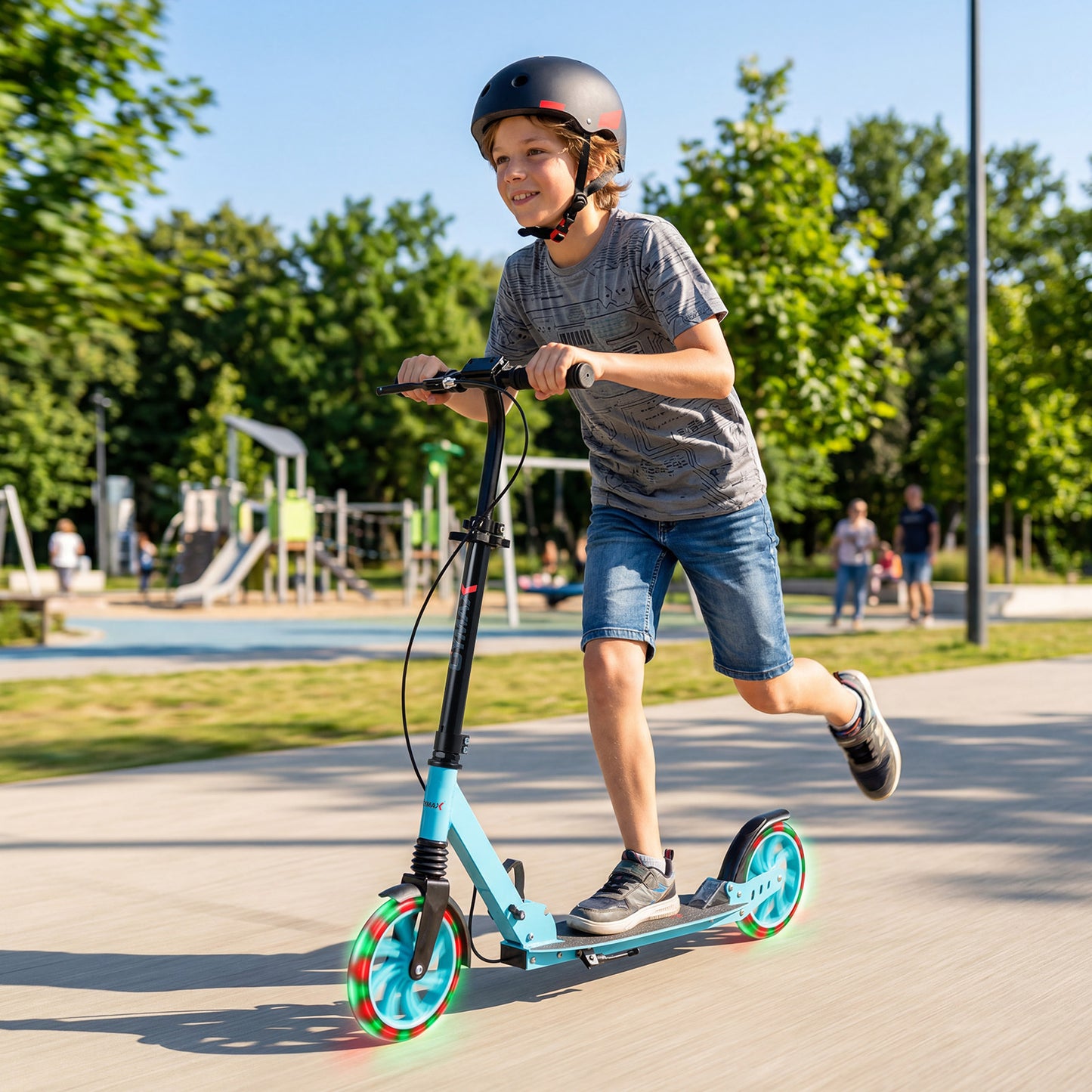 Blue Kids Kick Scooter | Light Up Wheels & Adjustable Height