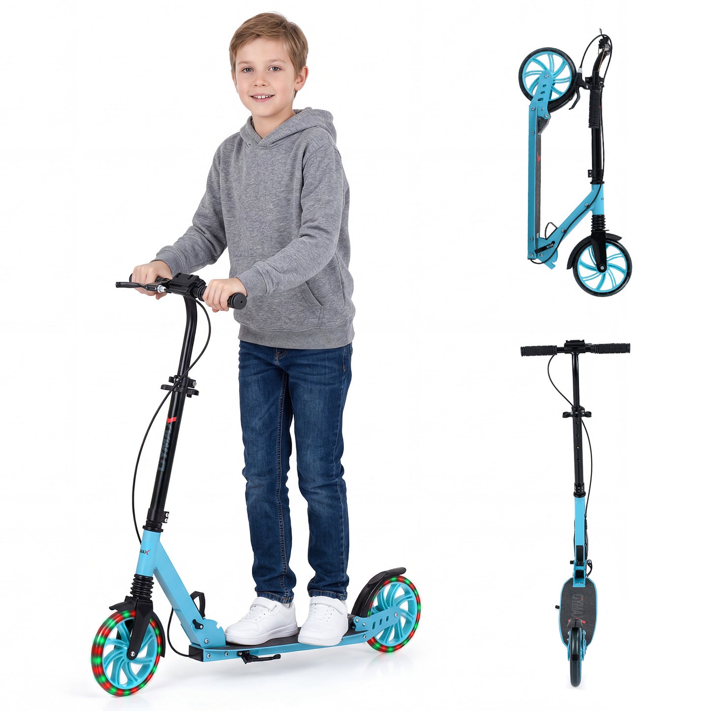 Blue Kids Kick Scooter | Light Up Wheels & Adjustable Height