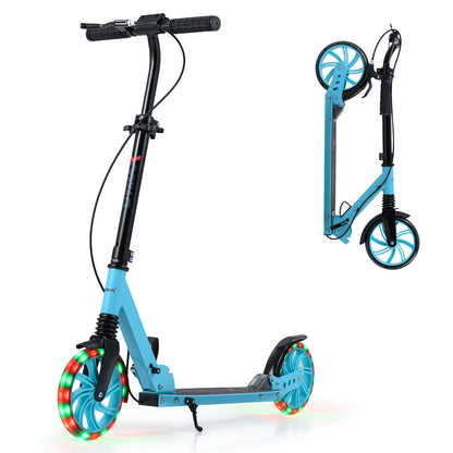 Blue Kids Kick Scooter | Light Up Wheels & Adjustable Height