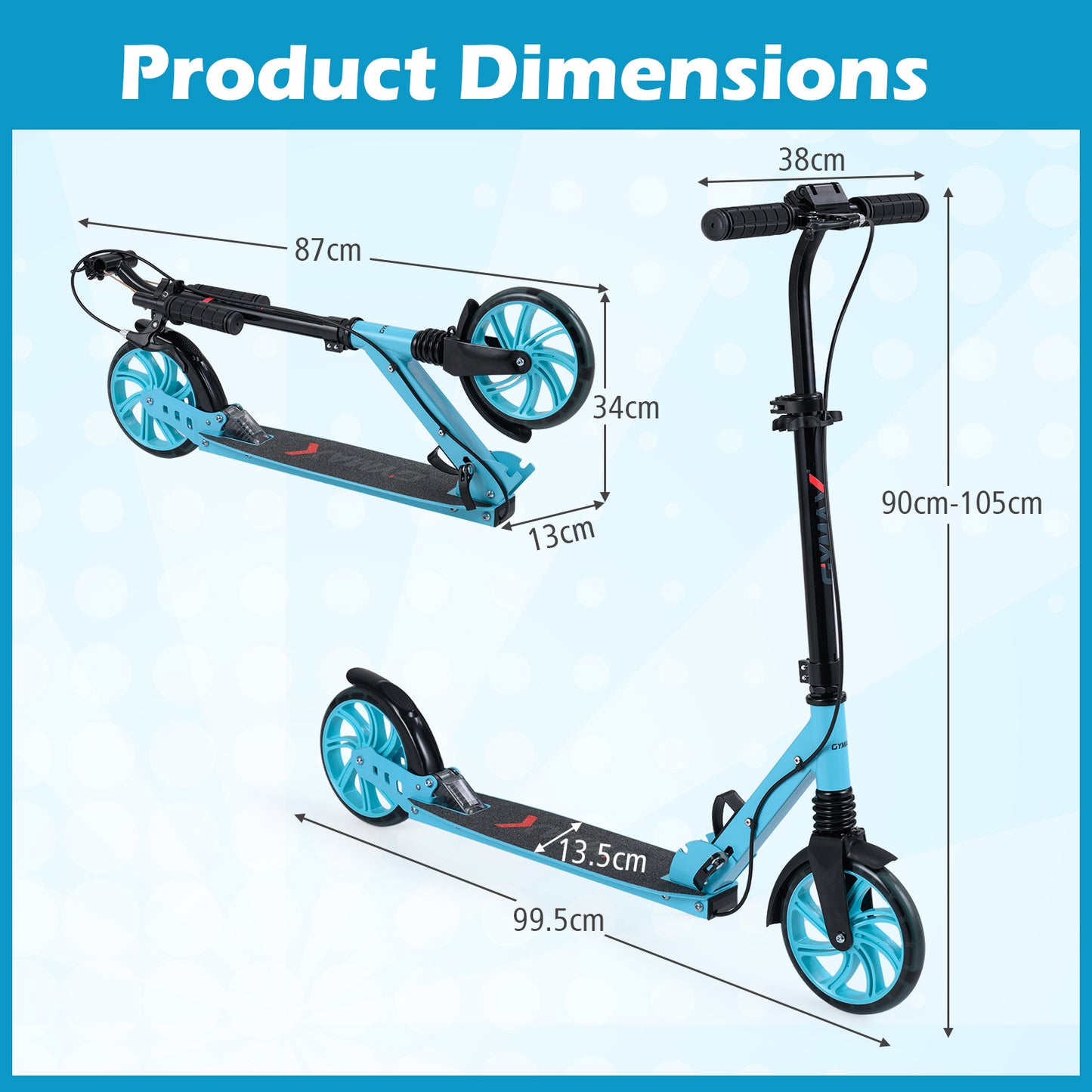Blue Kids Kick Scooter | Light Up Wheels & Adjustable Height