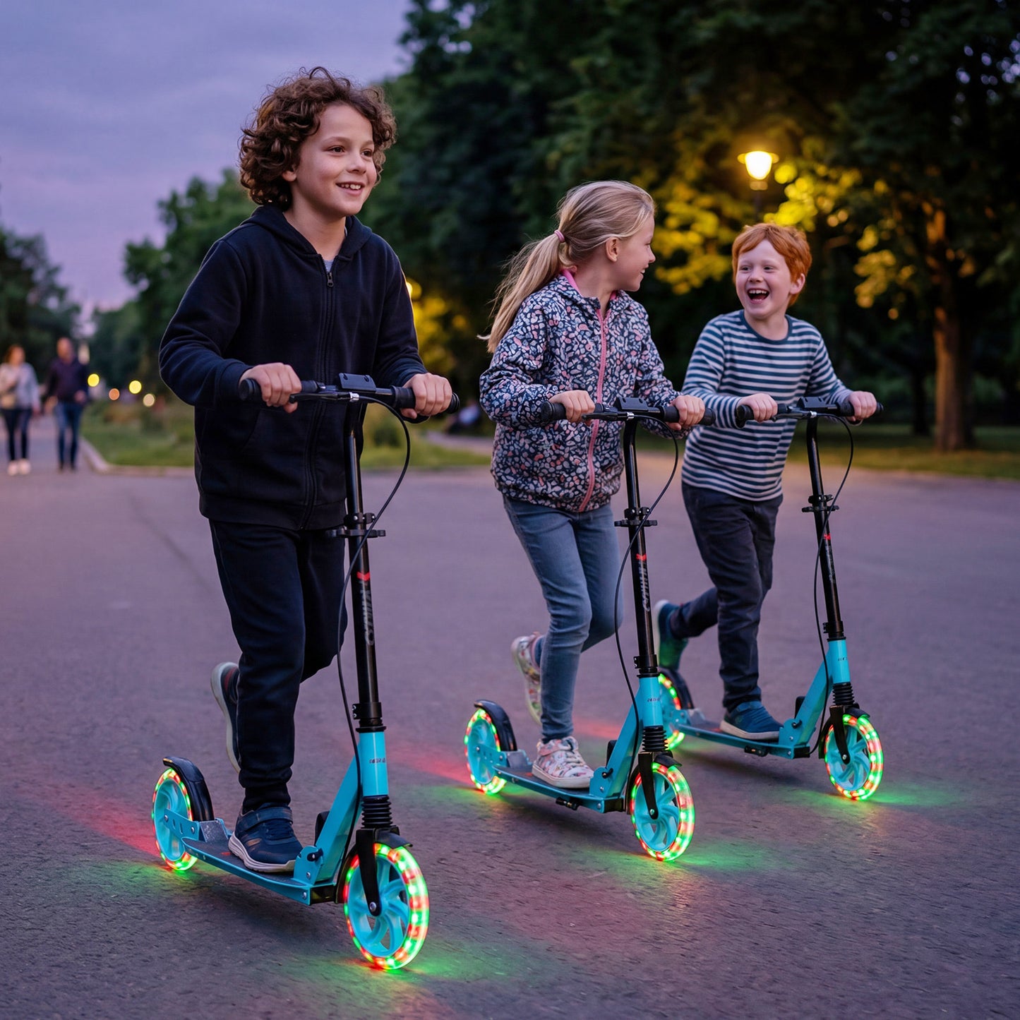 Blue Kids Kick Scooter | Light Up Wheels & Adjustable Height