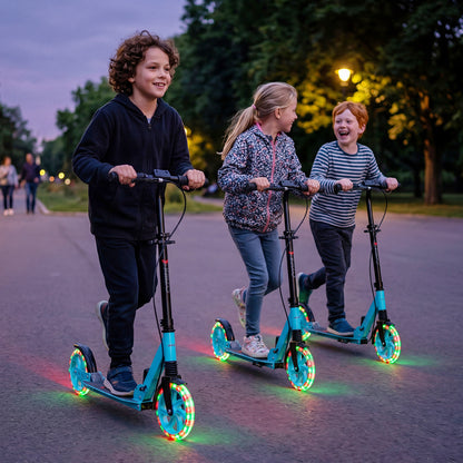 Blue Kids Kick Scooter | Light Up Wheels & Adjustable Height