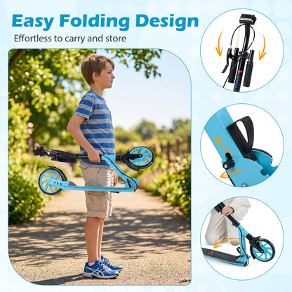 Blue Kids Kick Scooter | Light Up Wheels & Adjustable Height