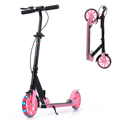 Pink Kids Kick Scooter | Light Up Wheels & Hand Brake