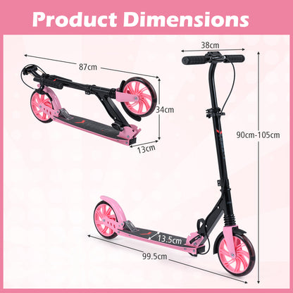 Pink Kids Kick Scooter | Light Up Wheels & Hand Brake