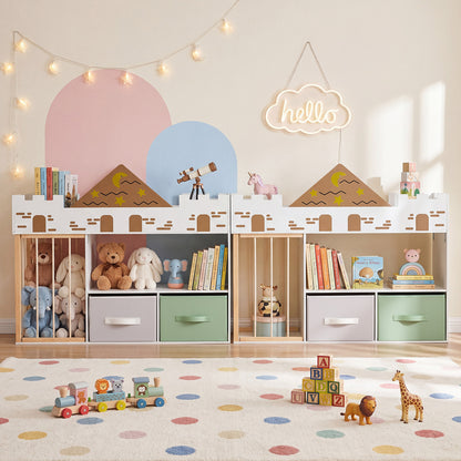 White Castle Kids Bookshelf | Stuffed Animal Storage Drawers
