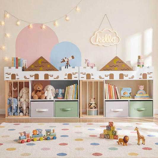 White Castle Kids Bookshelf | Stuffed Animal Storage Drawers