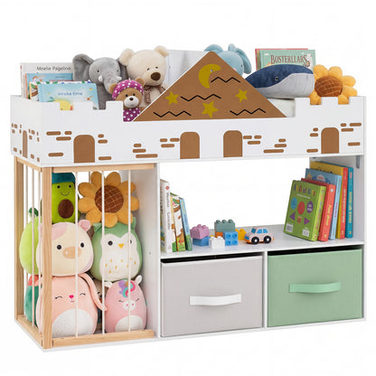 White Castle Kids Bookshelf | Stuffed Animal Storage Drawers
