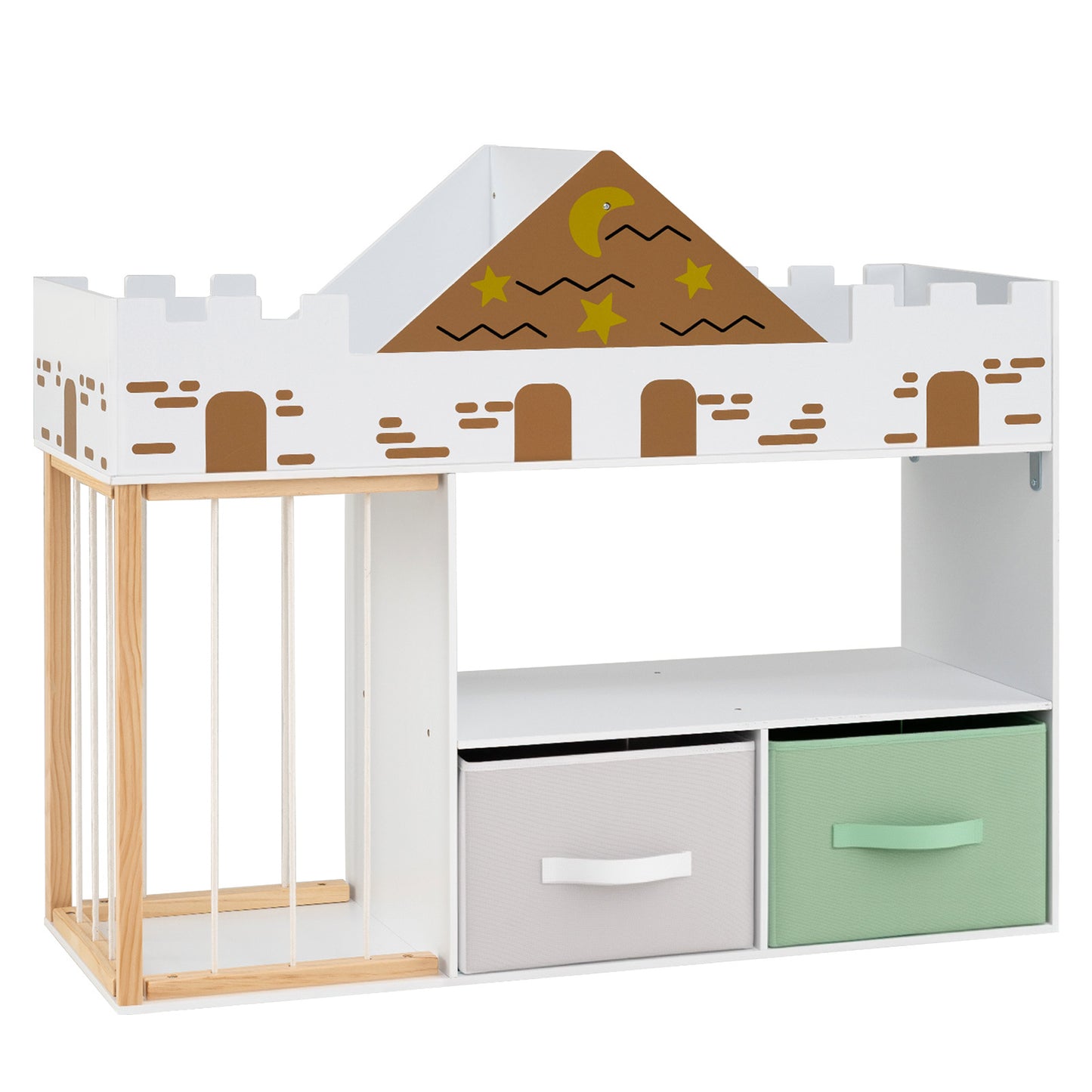 White Castle Kids Bookshelf | Stuffed Animal Storage Drawers