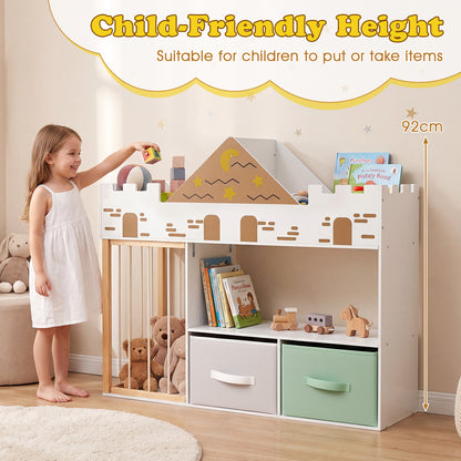 White Castle Kids Bookshelf | Stuffed Animal Storage Drawers