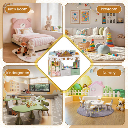 White Castle Kids Bookshelf | Stuffed Animal Storage Drawers