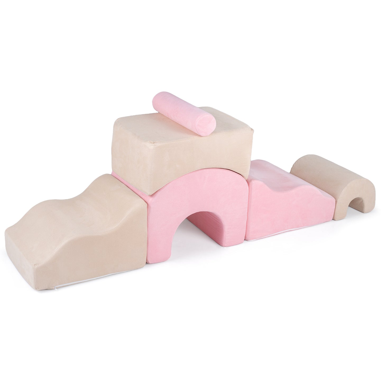 Kids 6-Piece Foam Crawl Climb Play Set | Pink Multi-Color