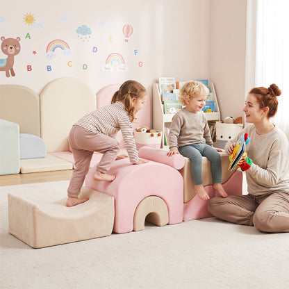 Kids 6-Piece Foam Crawl Climb Play Set | Pink Multi-Color