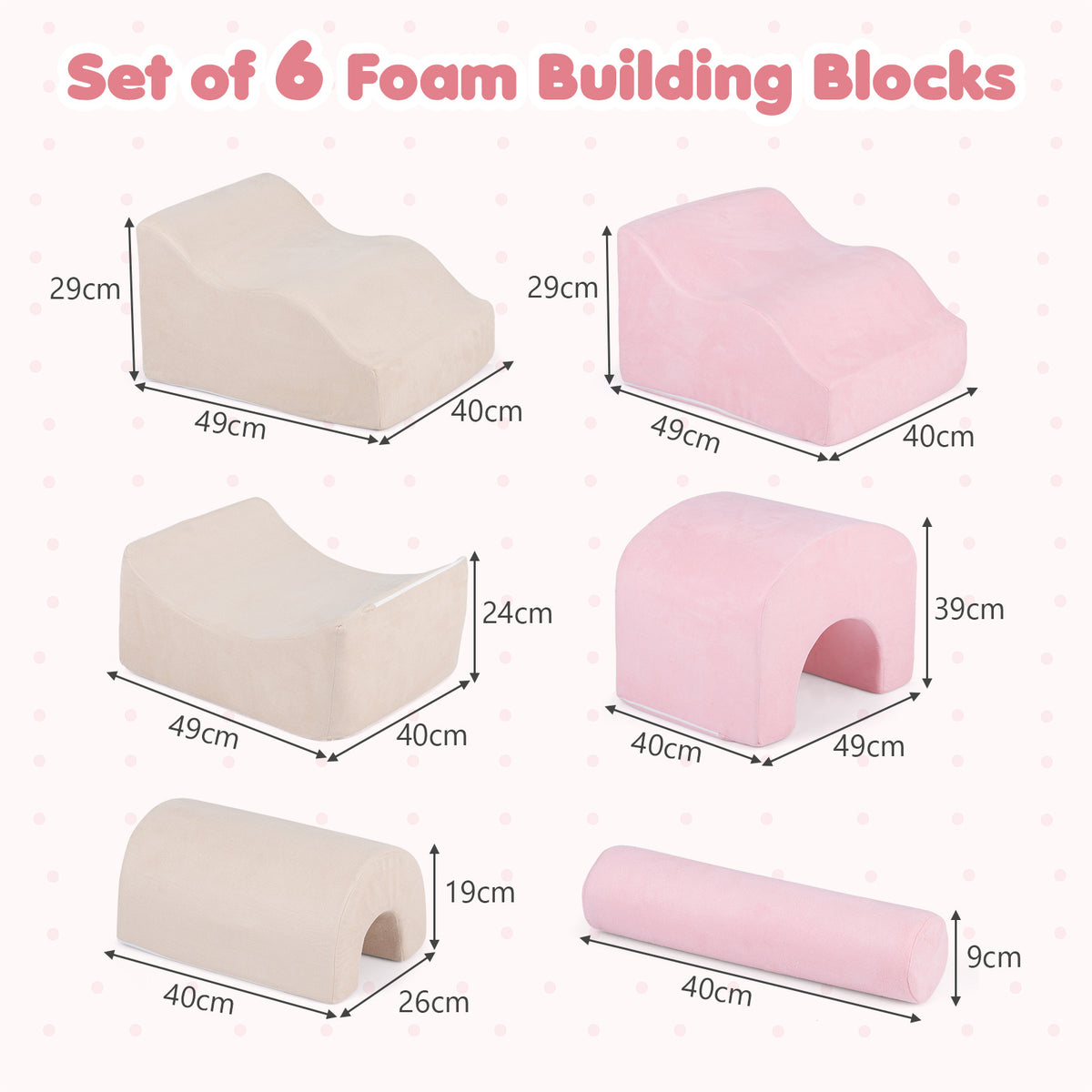 Kids 6-Piece Foam Crawl Climb Play Set | Pink Multi-Color