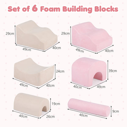 Kids 6-Piece Foam Crawl Climb Play Set | Pink Multi-Color