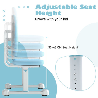 Blue Kids Desk Chair | Adjustable Height & Dual Back Support