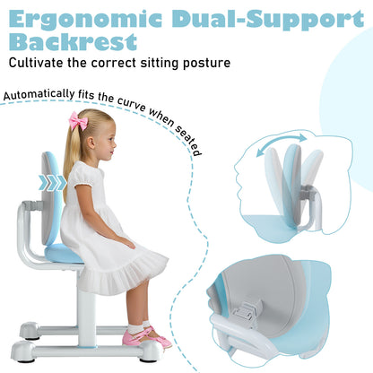 Blue Kids Desk Chair | Adjustable Height & Dual Back Support