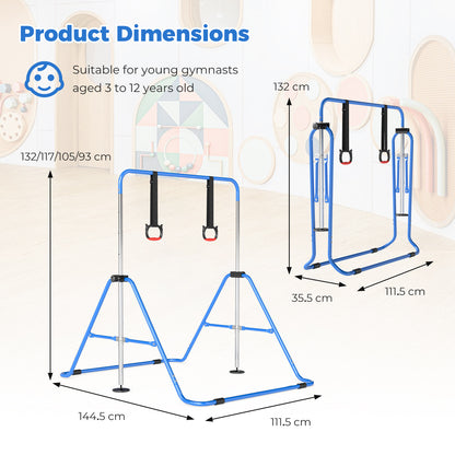 Kids Gymnastic Horizontal Bar | 4 Heights Navy Blue Training Bar